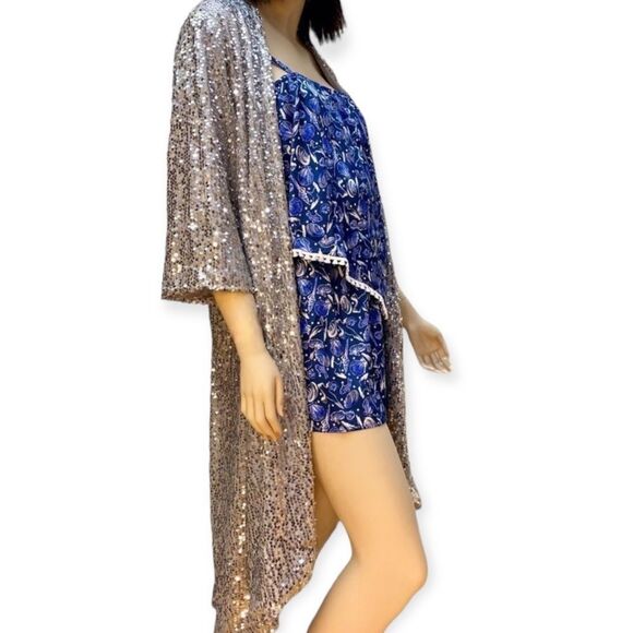 Blue Beach Crochet Tassel Overlay Romper Shorts Outfit NEW - Picture 5 of 6